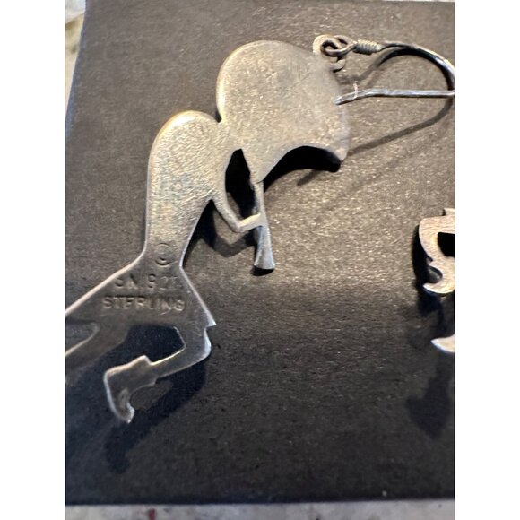 VTG Navajo Silbert Nastascio Sterling Silver Turquoise Kokopelli Earrings 9.9g - Picture 6 of 11
